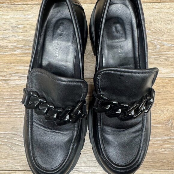 Madden Girl Hoxtonn Black Block Heel Platform Loafers Women's Size 9 - Picture 2 of 6